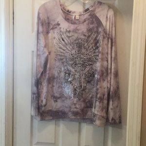 Bling cross light weight long sleeve top.